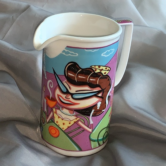 Vintage Martin Ansola art Paris couple with coffee whimsical pitcher - Picture 13 of 13